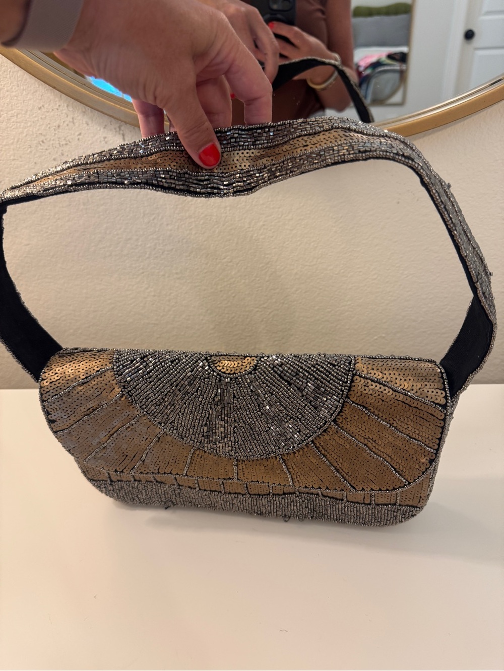 12th Tribe Black, Gold and Silver Beaded Shoulder Bag NWT - Picture 6 of 8
